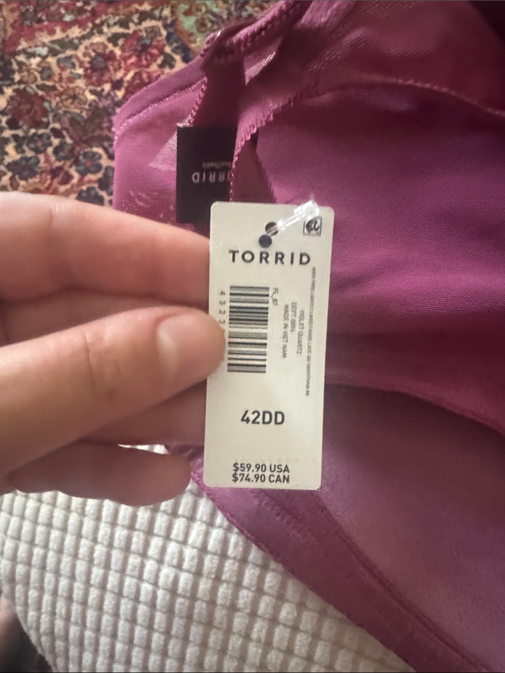 NWT Torrid lightly lined wire free Cassie lace bra violet purple 42DD - Picture 6 of 7